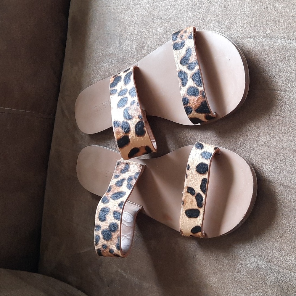 J Crew Leopard double strap sandals 8